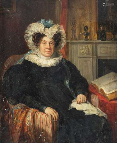 École FRANCAISE du XIXème siècle
Portrait de femme assi