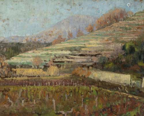 Emile BERNARD (1868-1941)
Paysage au coteau
Huile sur p