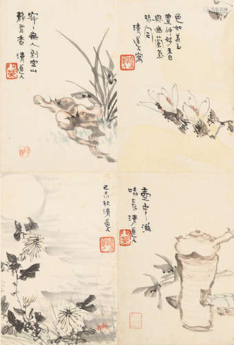 李瑞清 花卉册页 纸本设色镜片