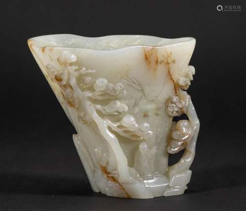 Qing Dynasty White Jade Cup