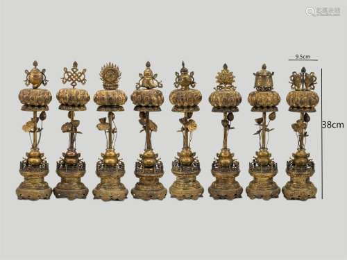 Qing Dynasty Bronze Gilded Eight Treasures