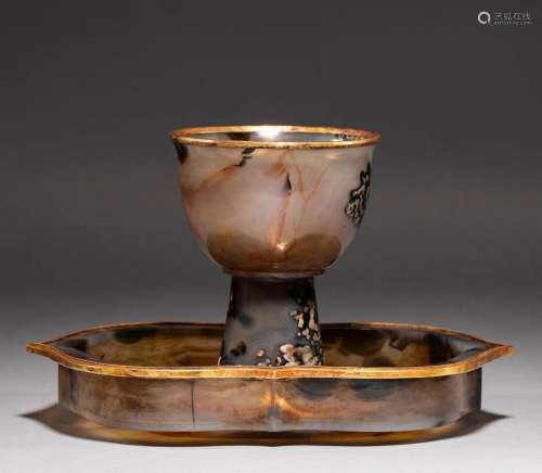 Qing Dynasty Agate Wrapped Gold Cup