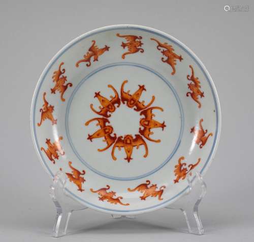 Qing Dynasty Alum Red Plate