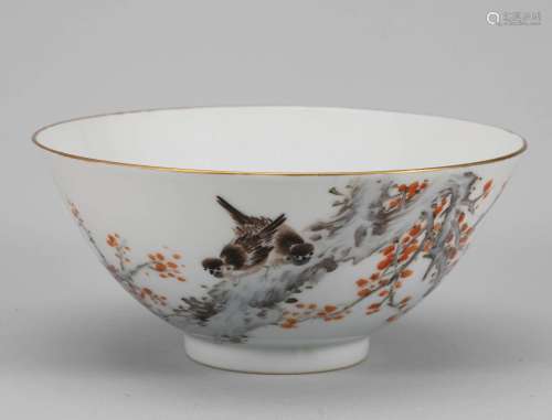 Qing Dynasty light crimson colored bowl