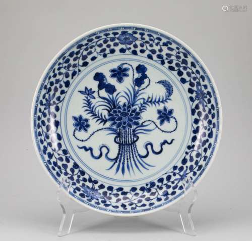 Qing Dynasty Blue and White Appreciation Plate
