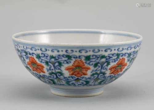 Qing Dynasty Blue and White Alum Red Bowl