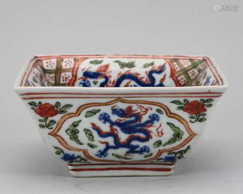 Qing Dynasty Blue and White Colorful Dragon Pattern Brush Wa...