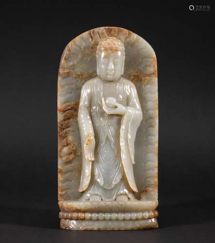 Ming Dynasty White Jade Buddha Statue