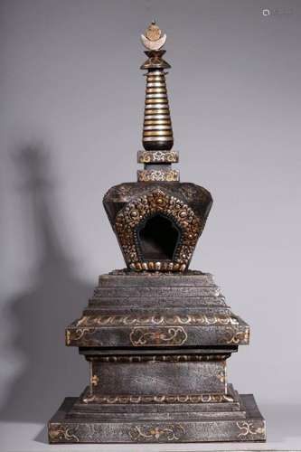 Ming Dynasty Iron Sheared Gold Pagoda