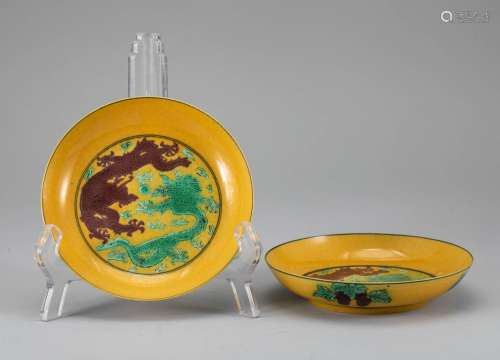 Qing Dynasty Yellow Glazed Plate