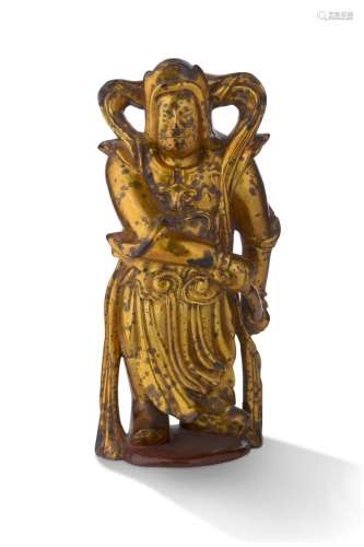 VIETNAM XIXe SIÈCLE 越南 19世纪<br />
护庙金刚镀金漆木雕像