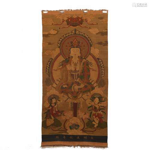 A CHINESE EMBROIDERY SILK TAPESTRY