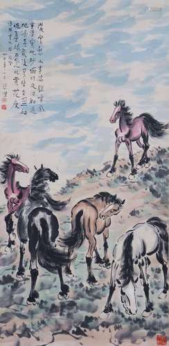 Xu BeihongFive Horses Figure