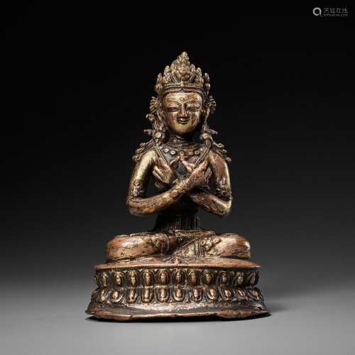 A GILT COPPER-ALLOY FIGURE OF VAJRADHARA, 15th-16TH CENTURY ...