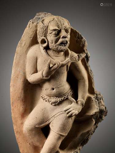 A RARE TERRACOTTA RELIEF DEPICTING AN ASURA, GUPTA PERIOD