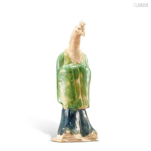<br />
A rare blue and green-glazed zodiac figure of a roost...