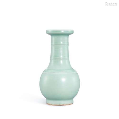 <br />
A Longquan celadon 'bamboo-neck' bottle vase, Song - ...