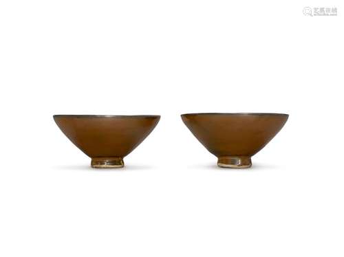 <br />
A pair of persimmon-glazed conical bowls, Song dynast...