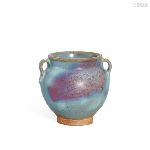 <br />
A small Junyao purple-splashed handled jar, Jin dynas...