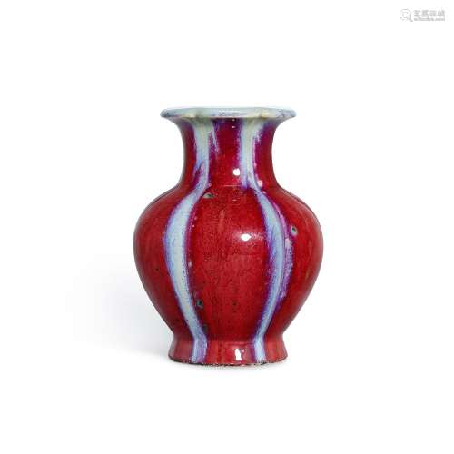 <br />
A flambé-glazed 'pomegranate' lobed vase, Seal mark a...