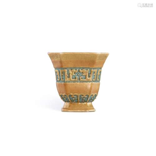 <br />
A rare gilt-decorated trompe l'oeil bronze-imitation ...