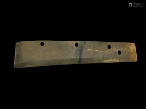 <br />
A green jade ceremonial blade, Neolithic period 新石器...