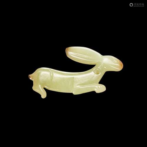 <br />
A pale celadon jade 'rabbit' pendant, Western Zhou dy...