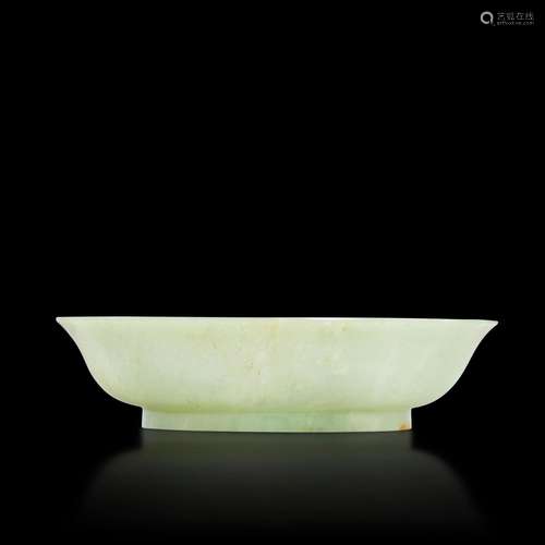 <br />
A pale celadon and russet jade dish, Qing dynasty 清 ...