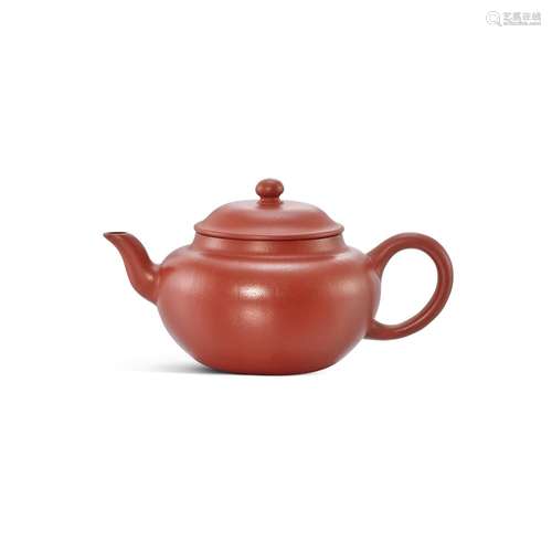 <br />
An inscribed Yixing red stoneware teapot, Qing dynast...