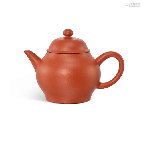 <br />
An inscribed Yixing red stoneware teapot, Qing dynast...