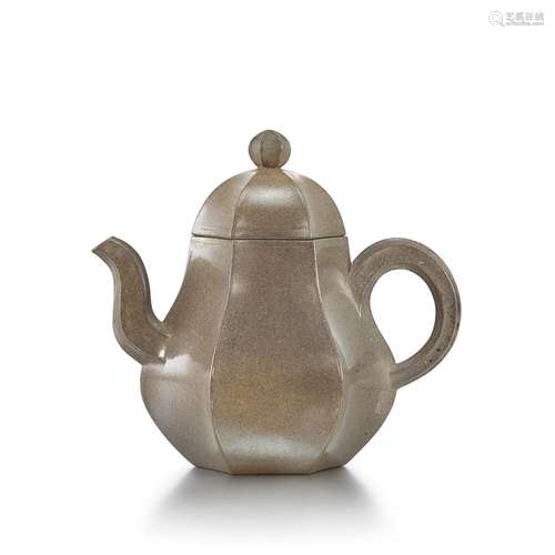 <br />
A Yixing polished hexagonal teapot, Qing dynasty, 19t...