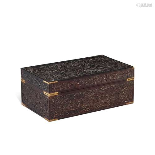 <br />
A zitan 'lotus' sutra box and cover, Qing dynasty, 18...