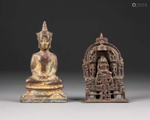 铜耆那教嵌银小佛龛及阿瑜陀耶佛坐像<br />
印度/泰国
