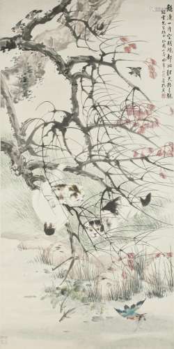 KONG XIAOYU (1899-1984) Cats and Maple Tree