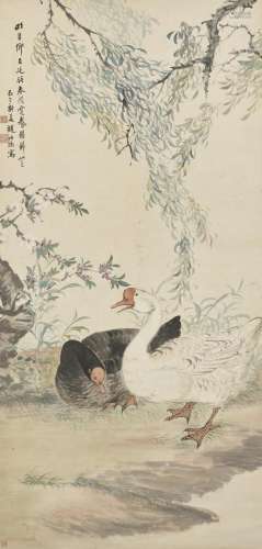 ZHAO SHURU (1874-1945) Two Geese by the Spring River