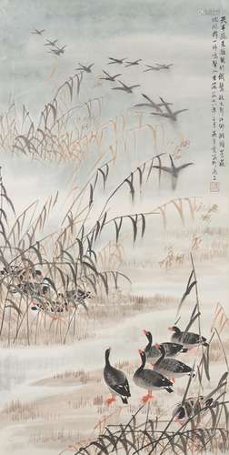 WU QINGXIA (1910-2008) Wild Geese and Reeds