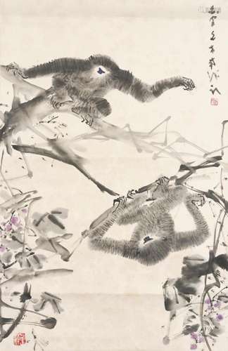 CHEN WENXI (CHEN WEN HSI, 1906-1991) Two Gibbons