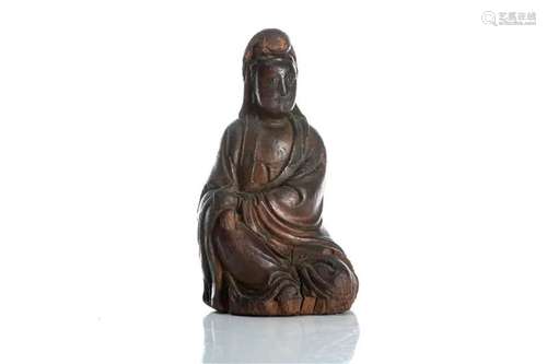 CHINESE MING DYNASTY WOOD GUANYIN FIGURE