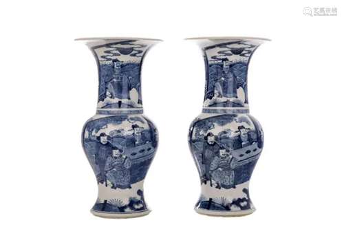 PAIR OF CHINESE BLUE AND WHITE PORCELAIN VASES