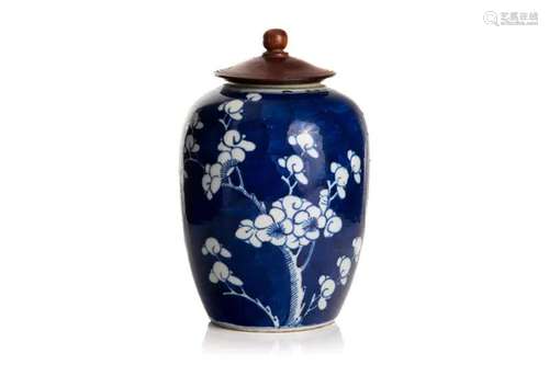 A CHINESE BLUE & WHITE PORCELAIN PRUNUS JAR