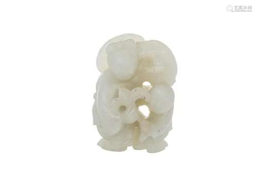 A CHINESE WHITE JADE CARVED FIGURES