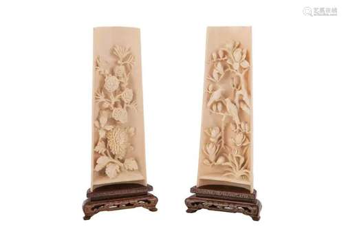 PAIR OF NATURAL CARVED WRIST RESTS W/ STANDS