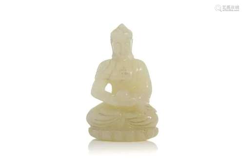 A CHINESE WHITE JADE CARVED BUDDHA