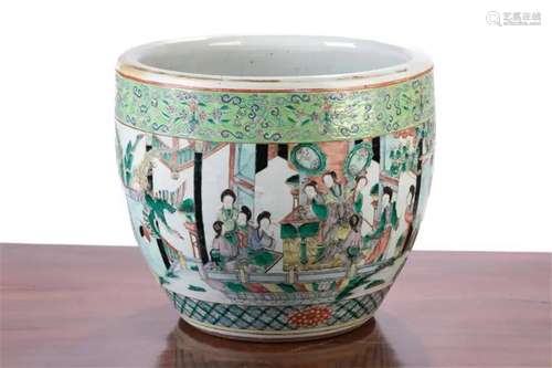 CHINESE FAMILLE VERTE PORCELAIN JARDINIERE