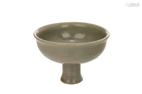 A CHINESE YUAN DYNASTY LONGQUAN CELADON STEM CUP