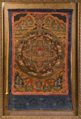 ANTIQUE PAINTED TIBETAN THANGKA