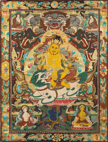 A TIBETAN THANGKA OF JAMBHALA