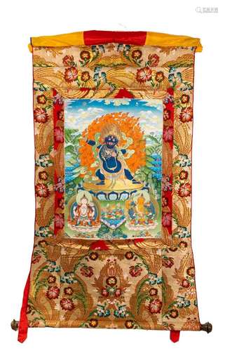 TIBETAN THANGKA OF THE BLUE WRATHFUL VAJRAPANI