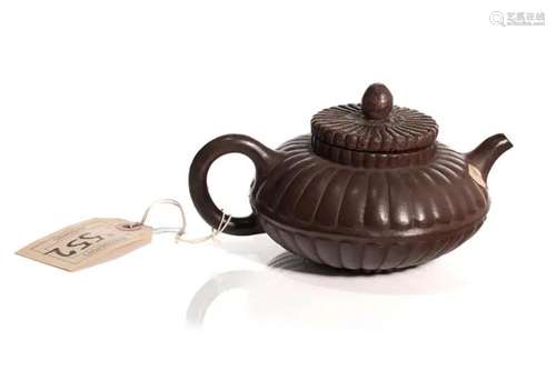 A CHINESE YIXING CHRYSANTHEMUM MOLDED TEAPOT