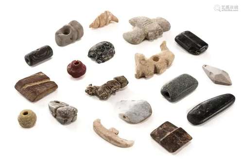 A GROUP OF CHINESE JADE AND STONE BEADS